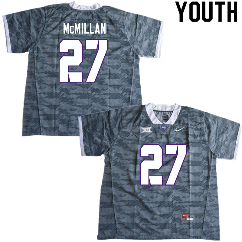 Youth #27 Jaionte McMillan TCU Horned Frogs College Football Jerseys Sale-Gray - Click Image to Close